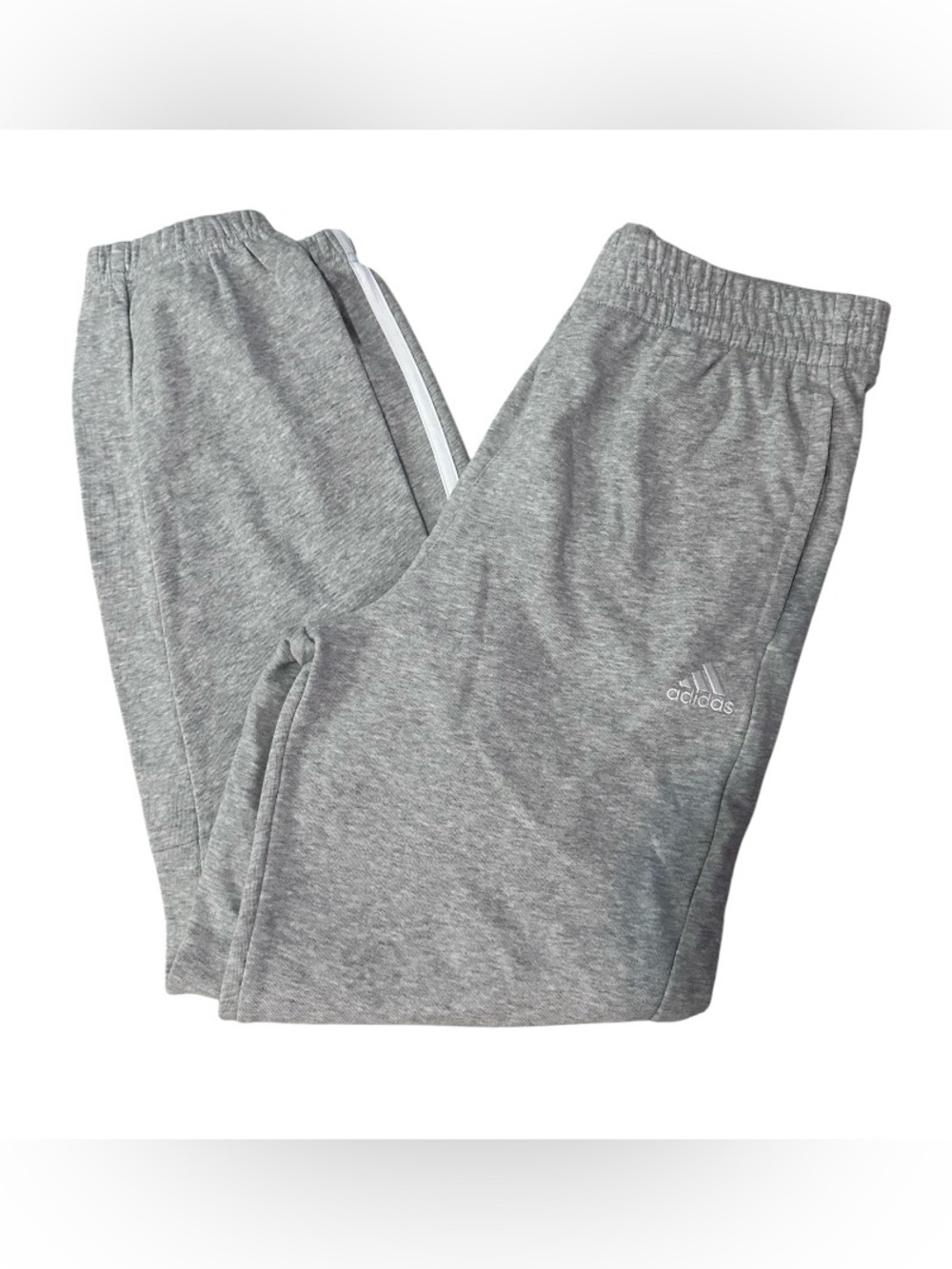 adidas Kids Grey Heather Joggers with White Stripe